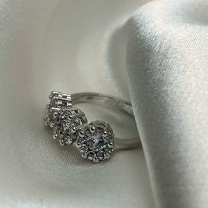 925 Sterling Silver Clear CZ Half eternity Band